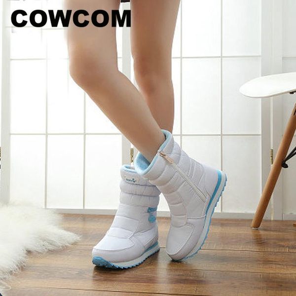 

cowcom 2020 женщина кроссплатформенных сапоги снежинки ботинки снег нескользящие водонепроницаемый хлопок обувь теплой казали mid-теленок же, Black