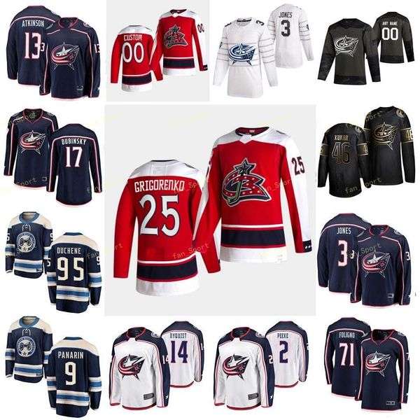 

columbus blue jackets 2021 reverse retro jersey atkinson cam bemstrom emil bjorkstrand oliver carlsson gabriel clendening custom stitched, Black;red