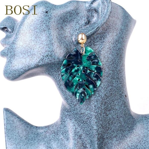 

leaf earrings for women acrylic boho acetate dangle drop face earings fashion big bohemian accessories geometric leopard 2021, Silver
