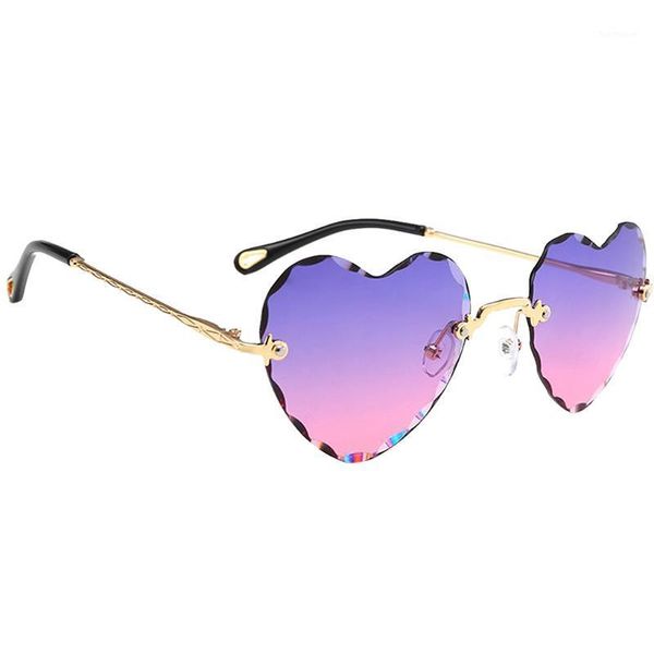 

heart shaped sunglasses thin metal frame uv protection sun glasses for women1, Black
