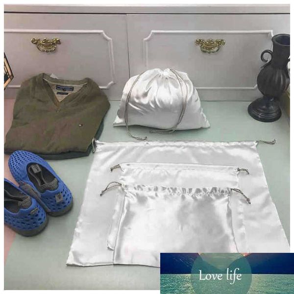 White Bag Dust Borsa antipolvere Tasca con coulisse Stoccaggio ambientale personalizzato Abbigliamento Scarpa Raso di seta