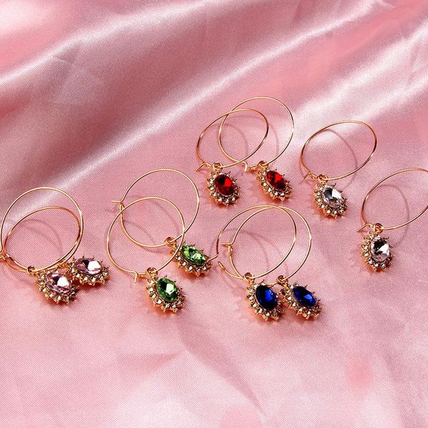 

hoop & huggie flatfoosie large oval crystal gold silver color metal earring shining rhinestone earrings for women girls statement jewelry, Golden;silver