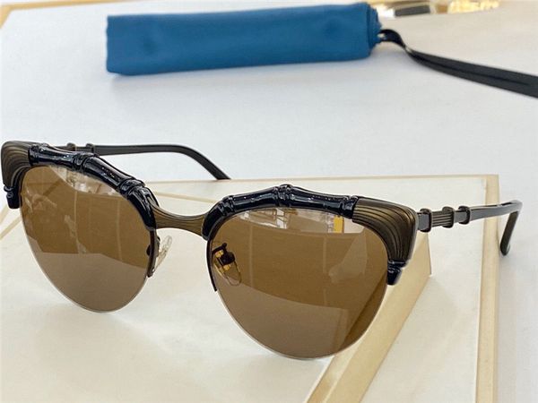 

new fashion design woman sunglasses 0661 cat-eye half frame bamboo shape design frame popular style uv 400 lens eyewear, White;black