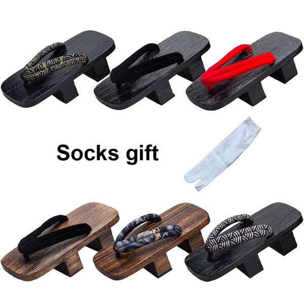 

oriental japanese wooden clogs geta slippers for man onmyoji cosplay shoes paulownia male chinese samurai summer sandals y200706, Black
