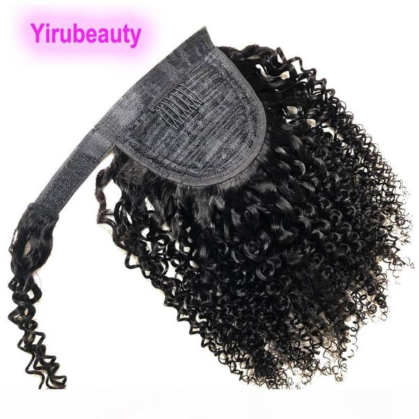 

ponytails brazilian virgin hair magic tape tie kinky curly ponytail 8-24inch 100% human hair 100g hook & loop peruvian indian malaysian, Black