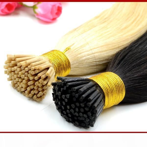 

xcsunny i tip hair extensions human blonde 100g 18"20" keratin tip remy human hair extensions 1g s prebonded hair extension, Black