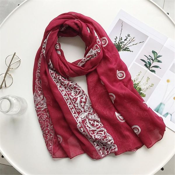 

scarves women scarf cotton linen casual embroidery shawl wrap letters tour air conditioner sunscreen autumn accessories, Blue;gray