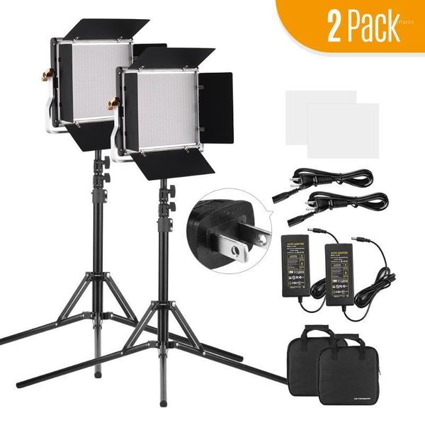 

flash heads andoer 2* video light panel fill-in lamp adjustable brightness 3200-5600k cri95+ stand holder barn door for shooting1