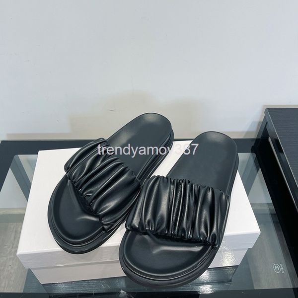 

slippers muffin thick soled slippers for women to wear out summer sports fairy style foreign wrinkled comfortable casual flip flops, Black