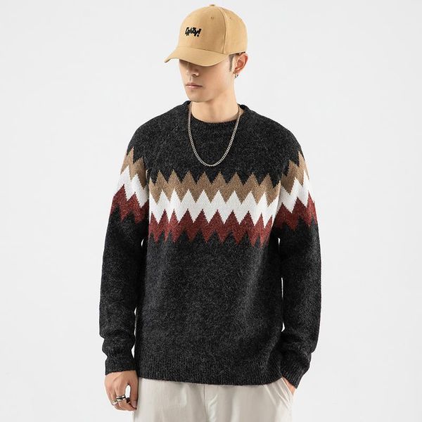 

fashion classic o-neck striped sweater men's oversize pull plus size -5xl 2021 long sleeves pullover for autumn spring winter, White;black