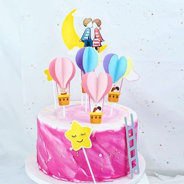 

17zni dessert baking cake decoration valentine's day pink blue cake balloon balloonstereo air balloon plug-in party copyright table kda