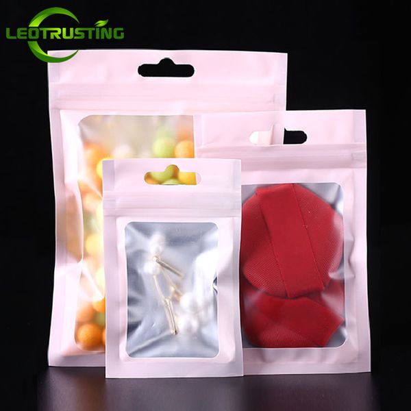 

leotrusting matte aluminum foil window zip lock bags christmas pink jewelry nail beauty socks usb bracelets gifts pouches q1218