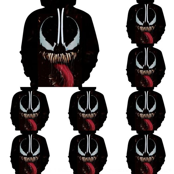 

xyjsw spring and and movie venom autumn suit suitbaseball uniformdigital printing men's 3d women's casual sweater hooded baseball, Black