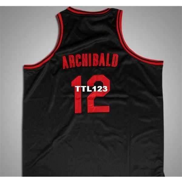 

vintage men #12 clinton high school #12 tiny archibald jersey taylor & madison college jersey size s-4xl or custom any name or number jersey, Black