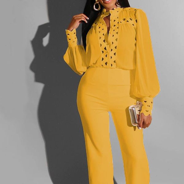 

two piece sets fall autumn office ladies sheer long sleeve shirt and pants elegant white yellow 2 pc matching outfits women, Gray