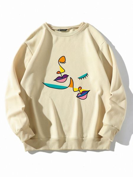 

abstract figure graphic thermal pullover z7zf#, White;black