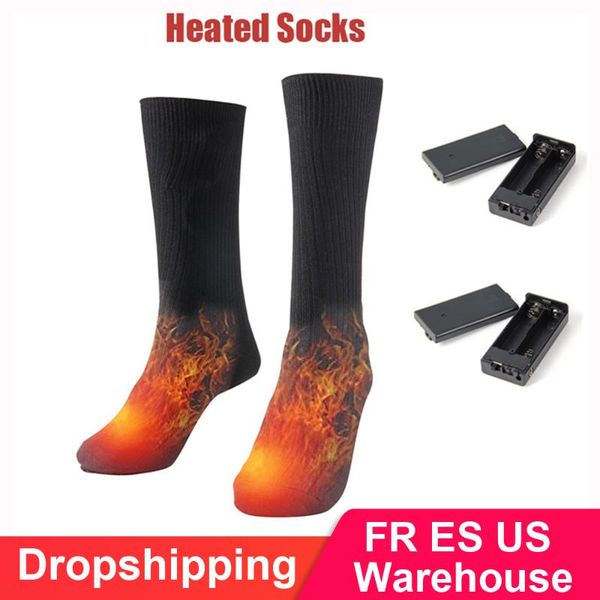 

thermal cotton winter ski heated socks outdoor sport foot warmer electric warming sock battery power for men women, Black