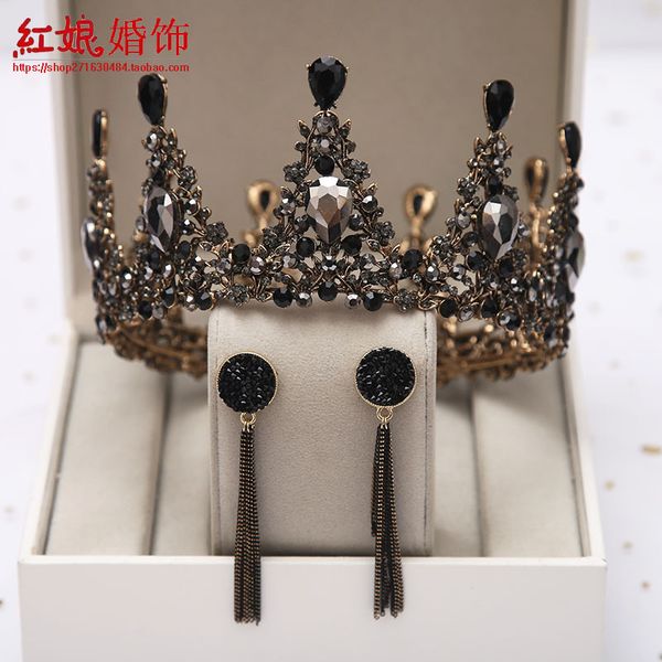 

new baroque black headdress bride wedding atmosphere hairnet red girl 18-year-old crown, Silver