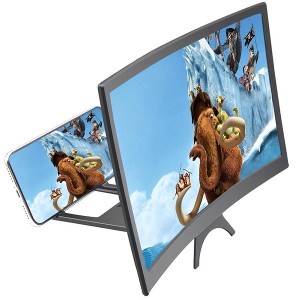 

party favor 12 inch 3d mobile phone screen video magnifier curved enlarged smartphone movie amplifying projector stand bracket favors