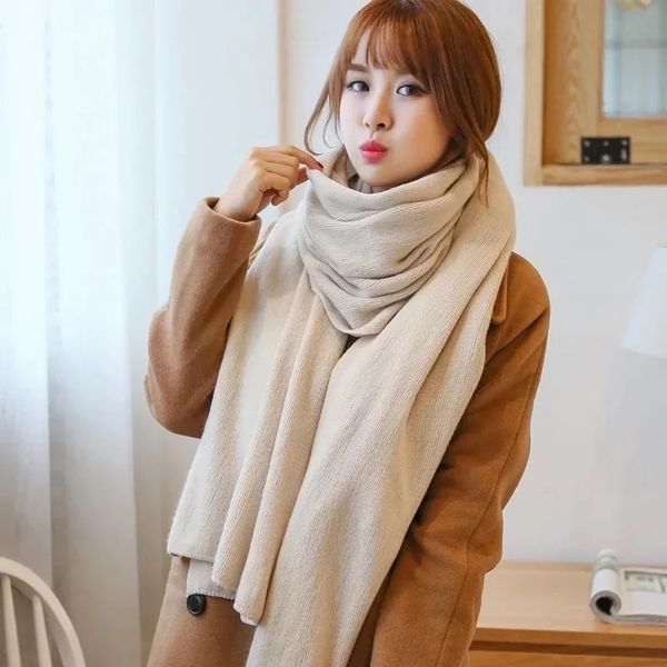 

fashion winter women cashmere scarf solid knit pashmina female foulard shawls wraps thick scarves bufandas invierno mujer 201026, Blue;gray
