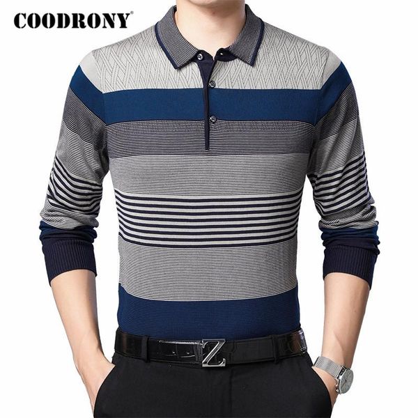 

men's sweaters coodrony brand sweater men autumn winter business casual turn-down collar pull homme cotton pullover stripe knitwear shi, White;black