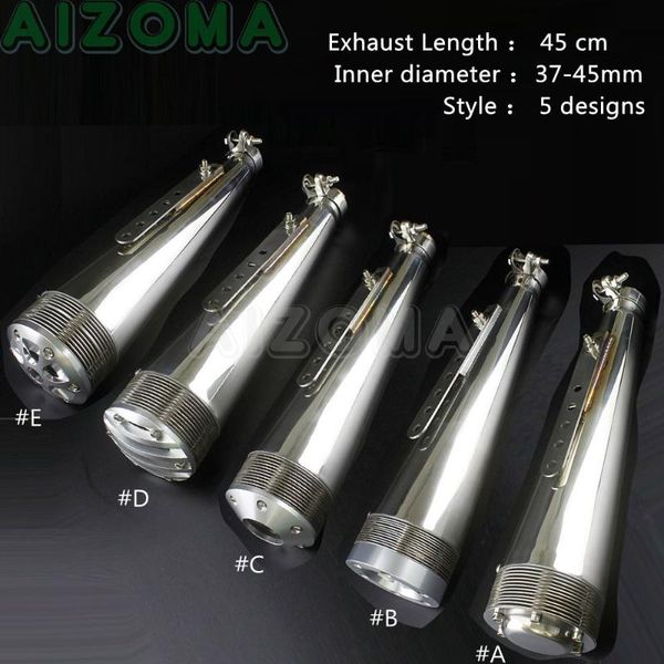 

1x chrome motorcycle retro muffler exhuast pipes for cafe racer 37-45mm universal sliencers
