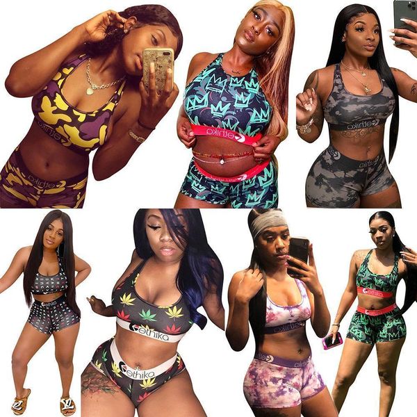 

summer women brand two-piece swimming suit bikini designer print swimsuits trendy bra shorts swimwear two piece set bathing suit, White;black