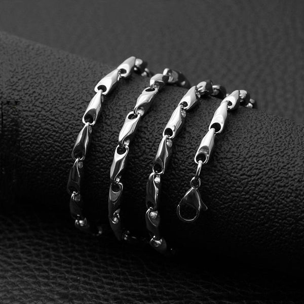 

chains fashion titanium steel round melon seed chain tapered stainless necklace men's wild jewelry, Silver