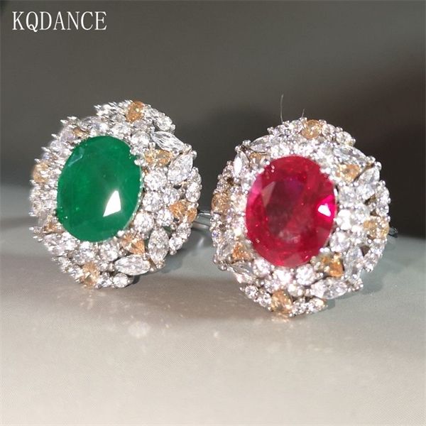 

100% 925 sterling silver ruby rings for women created diamond gemstone emerald ring with stone gifts wedding engagement jewelry q1214, Golden;silver