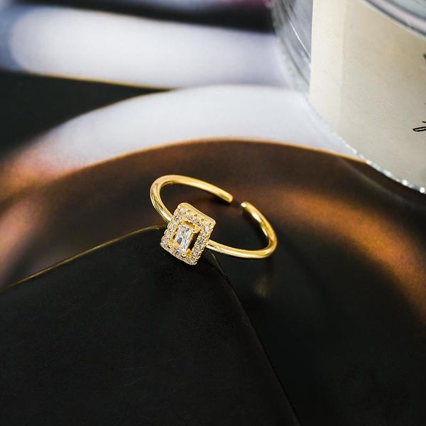 

2020 new fashion fresh small geometric women party rings opening sweet shiny crystal contracted adjustable rings jewelry, Golden;silver