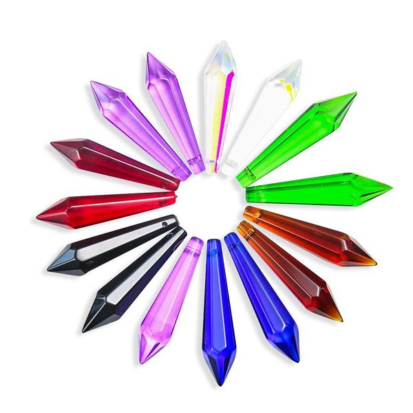 

5pcs crystal pointed beads chandelier crystals lamp prisms icicle glass bead suncatcher for windows decor diy hanging pendant h bbyszf