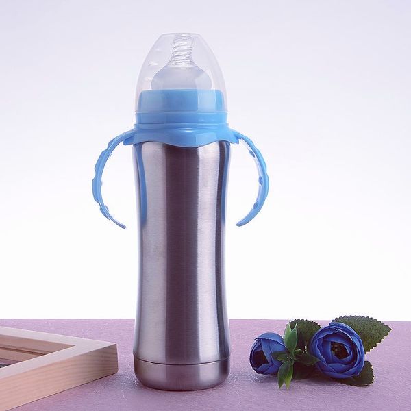 Baby Cup Sippy Cup Water Бутылка для детей 8 унций из нержавеющей стали с ручкой Изолированная колба держать горячую холоду в течение часов C02