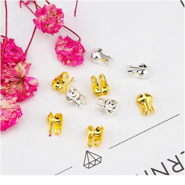 

100pcs/lot plated silver&gold clasps copper thread clip buckles beads&pearls hooks for bracelet necklace making accesso qylmzy