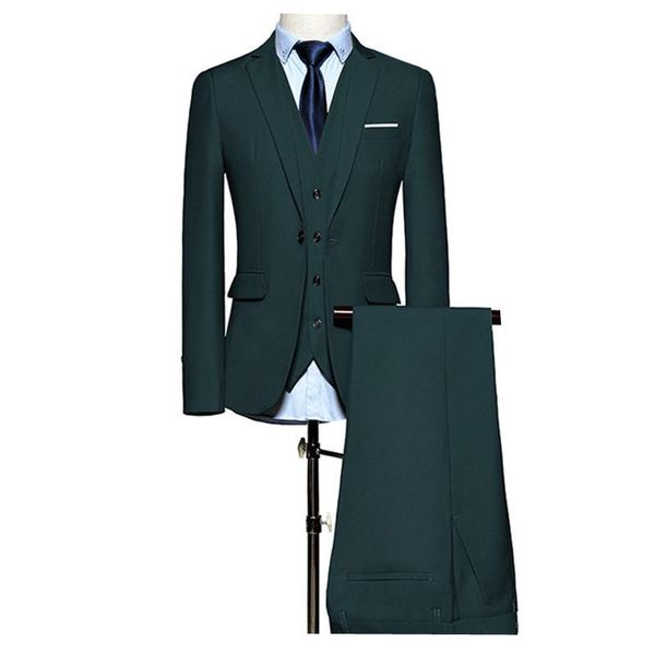 

men's suits & blazers (jacket+pant+vest) 2021 luxury mens wedding suit male slim fit for men costume business formal party classic gree, White;black