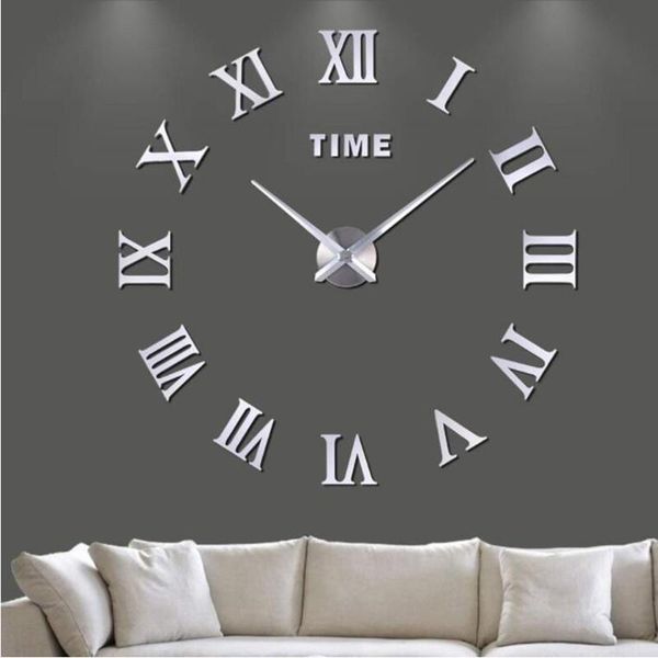 

wall clocks 3d clock modern design home decor large roman mirror fashion quartz living room diy sticker watch