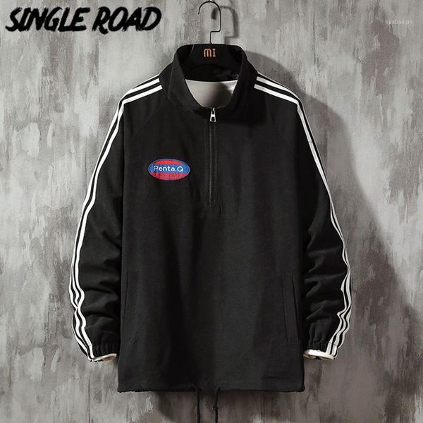 

singleroad mens jacket men 2020 fashion side striped windbreaker hip hop japanese streetwear korean style black jackets for men1, Black;brown