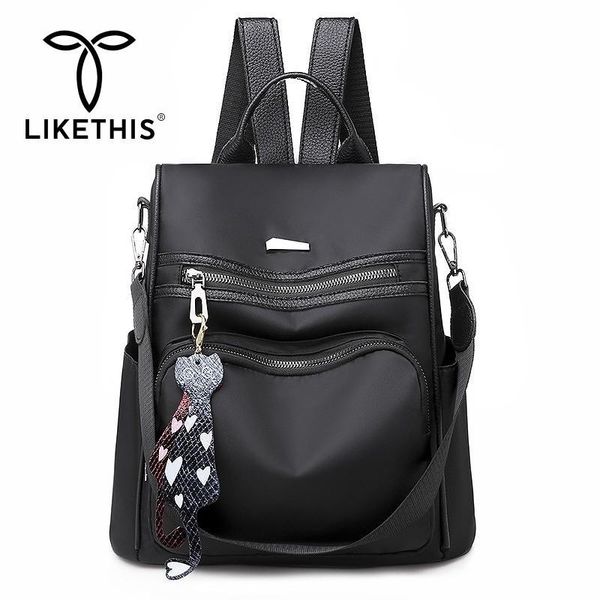

likethis women's backpack nylon leather waterproof shoulder bag schoolbag tote satchel bookbags teenage girls youth daypacks new