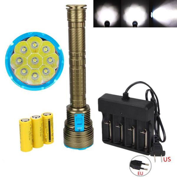 

5000lumen 9x xm-l t6 led underwater 100m scuba diving hunting torch