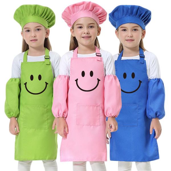 

aprons kids eating clothes cooking apron baking painting smock chef hat kit children bib pinafore print logo