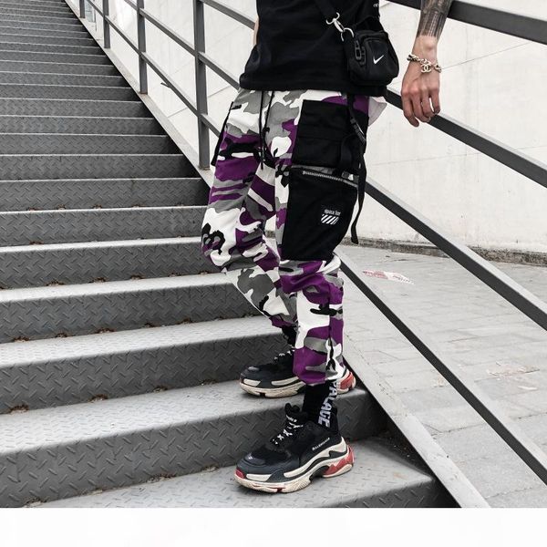 

european and american street fashion brand pants hip hop hip-hop hiphop camouflage tooling pants men's camouflage pants men's, Black