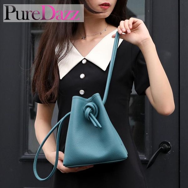 

new genuine leather bucket bag fashion litchi cowhide women shoulder bag large capacity crossbody for female