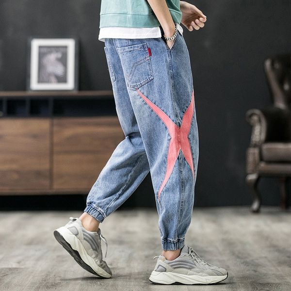 

iahch spring прострочкой эластичные джинсы национальные комбинезоны потерять случайные jeansfashion джинсы талии лодыжки связали случайные б, Blue