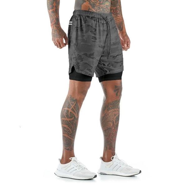 

new arrival 2020 summer double-deck mens fitness bodybuilding breathable quick drying short men casual joggers shorts, White;black