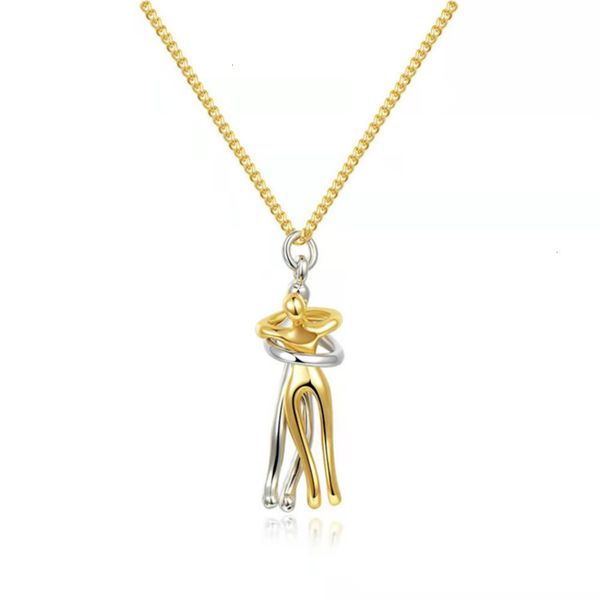 

and jinjie atmospheric personage necklace, personality creativity, lovers' two color embrace necklace, women's fashion clavicle ch, Silver