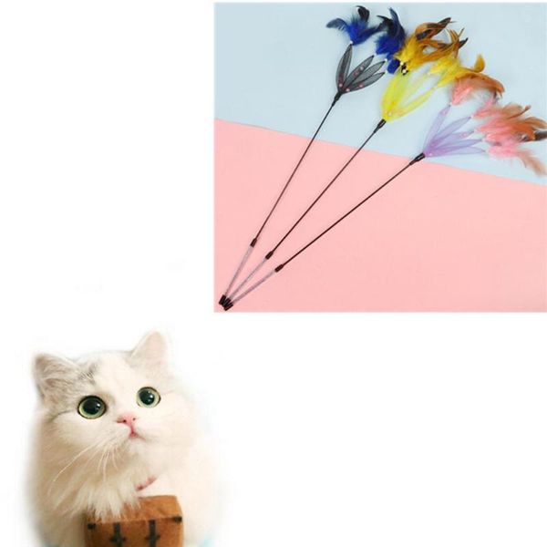 

cat toys 1pc funny pet claw gradual change feather tease stick ring bell tassel toy products