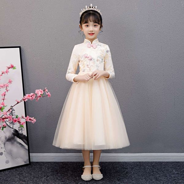 

hanfu tang princs skirt spring and 2020 new children's cheongsam autumn girls' ancient long sve drs, Red;yellow