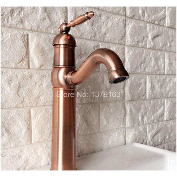 

swivel spout water tap antique red copper single handle single hole kitchen sink & bathroom faucet bas jllxid outbag2007