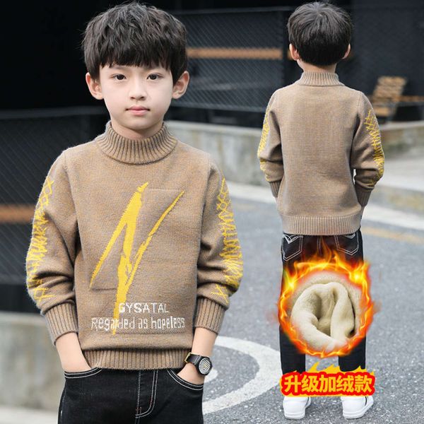 

winter autumn 3 boys' 4 5 6 middle school children's 7 thickened plush pullover 8-year-old sweater bpw6, Blue