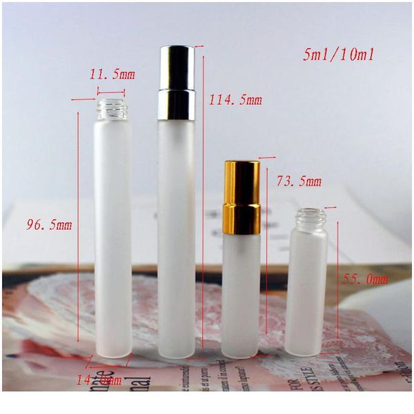

20pcs/lot 5ml/10ml frosted thin glass spray bottle refillable perfume atomizer mini sample bottle perfume glas qyllur