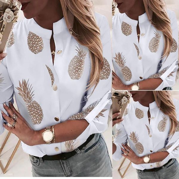 

women's blouses & shirts pineapple blouse women's shirt ananas white long sleeve woman 2021 womens and elegant female autumn 1